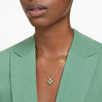 Idyllia pendant, Clover, Green, Gold-tone plated by SWAROVSKI