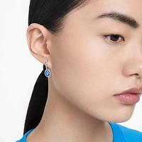 Constella drop earrings, Oval cut, Blue, Rhodium plated by SWAROVSKI