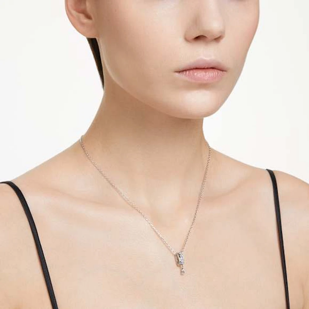Dextera pendant, Mixed cuts, White, Rhodium plated by SWAROVSKI