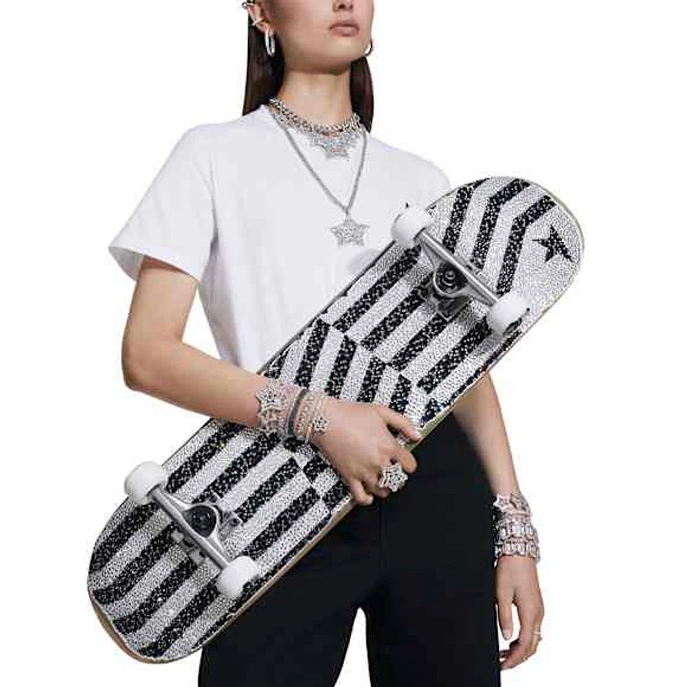 Golden Goose skateboard, Black and white by SWAROVSKI