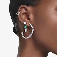 Mesmera hoop earrings, Mixed cuts, White, Rhodium plated by SWAROVSKI