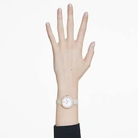 Certa watch, Swiss Made, Leather strap, Grey, Rose gold-tone finish by SWAROVSKI