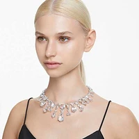 Mesmera necklace, Statement, Mixed cuts, White, Rhodium plated by SWAROVSKI