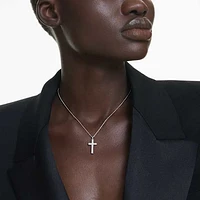 Insigne pendant, Pavé, Cross, White, Rhodium plated by SWAROVSKI