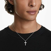 Insigne pendant, Pavé, Cross, White, Rhodium plated by SWAROVSKI