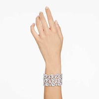 Mesmera wide bracelet, Mixed cuts, White, Rhodium plated by SWAROVSKI