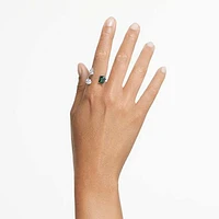 Mesmera open ring, Mixed cuts, Green, Silver-tone finish by SWAROVSKI