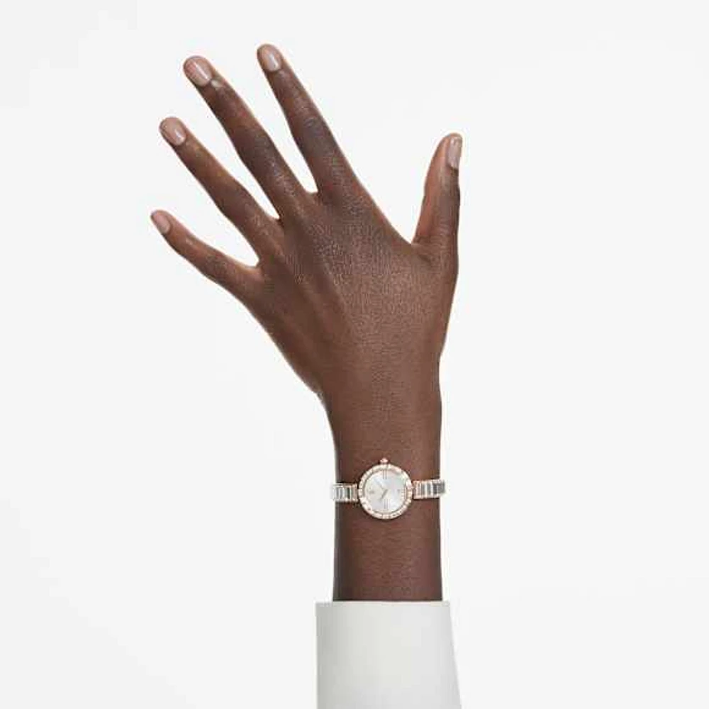Matrix Bangle watch, Swiss Made, Crystal bracelet, White