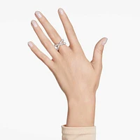 Hyperbola ring, Infinity, White, Silver-tone finish by SWAROVSKI