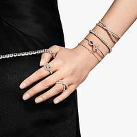 Hyperbola ring, Infinity, White, Silver-tone finish by SWAROVSKI