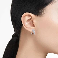 Luna stud earrings, Moon, Small, White, Rhodium plated by SWAROVSKI