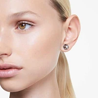 Numina stud earrings, Round cut, White, Ruthenium plated by SWAROVSKI