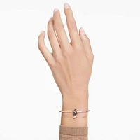 Swan bangle, Swan, Black, Rose gold-tone plated by SWAROVSKI