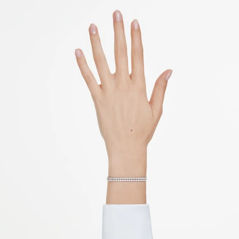 Matrix Tennis bracelet, Round cut, White, Rhodium plated by SWAROVSKI