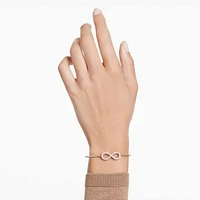 Hyperbola bangle, Infinity, White, Rose gold-tone plated by SWAROVSKI