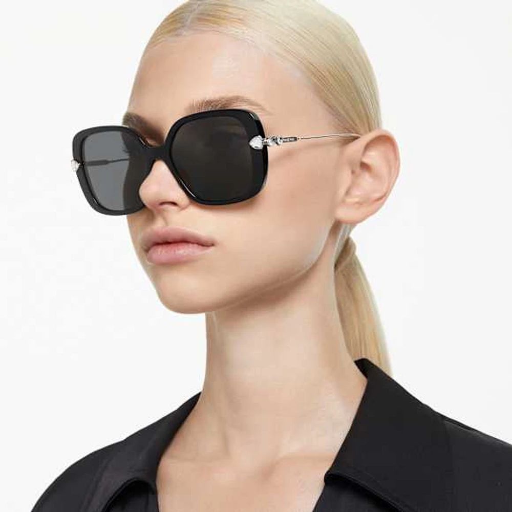 Sunglasses, Oversized, Square shape, SK6011, Black by SWAROVSKI