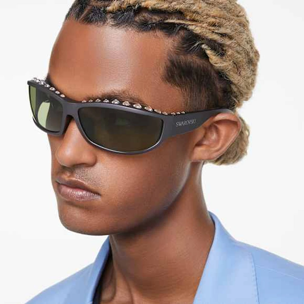 Sunglasses, Rectangular shape, SK6009, Grey by SWAROVSKI