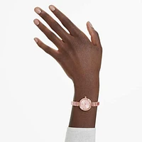 Matrix Bangle watch, Swiss Made, Crystal bracelet, Pink, Rose gold-tone finish by SWAROVSKI