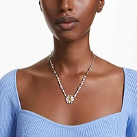 Idyllia necklace, Flower, Yellow, Rhodium plated by SWAROVSKI