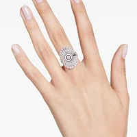 Idyllia ring, Set (3), Mixed cuts, Shell, White, Rhodium plated by SWAROVSKI