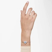 Hyperbola bangle, Heart, Blue, Rhodium plated by SWAROVSKI