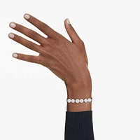 Una Tennis bracelet, Round cut, White, Rhodium plated by SWAROVSKI