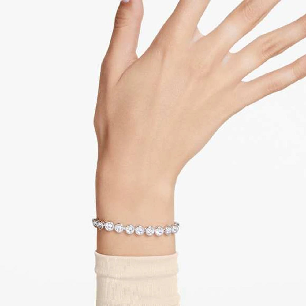 Imber Tennis bracelet, Round cut, White, Rhodium plated by SWAROVSKI