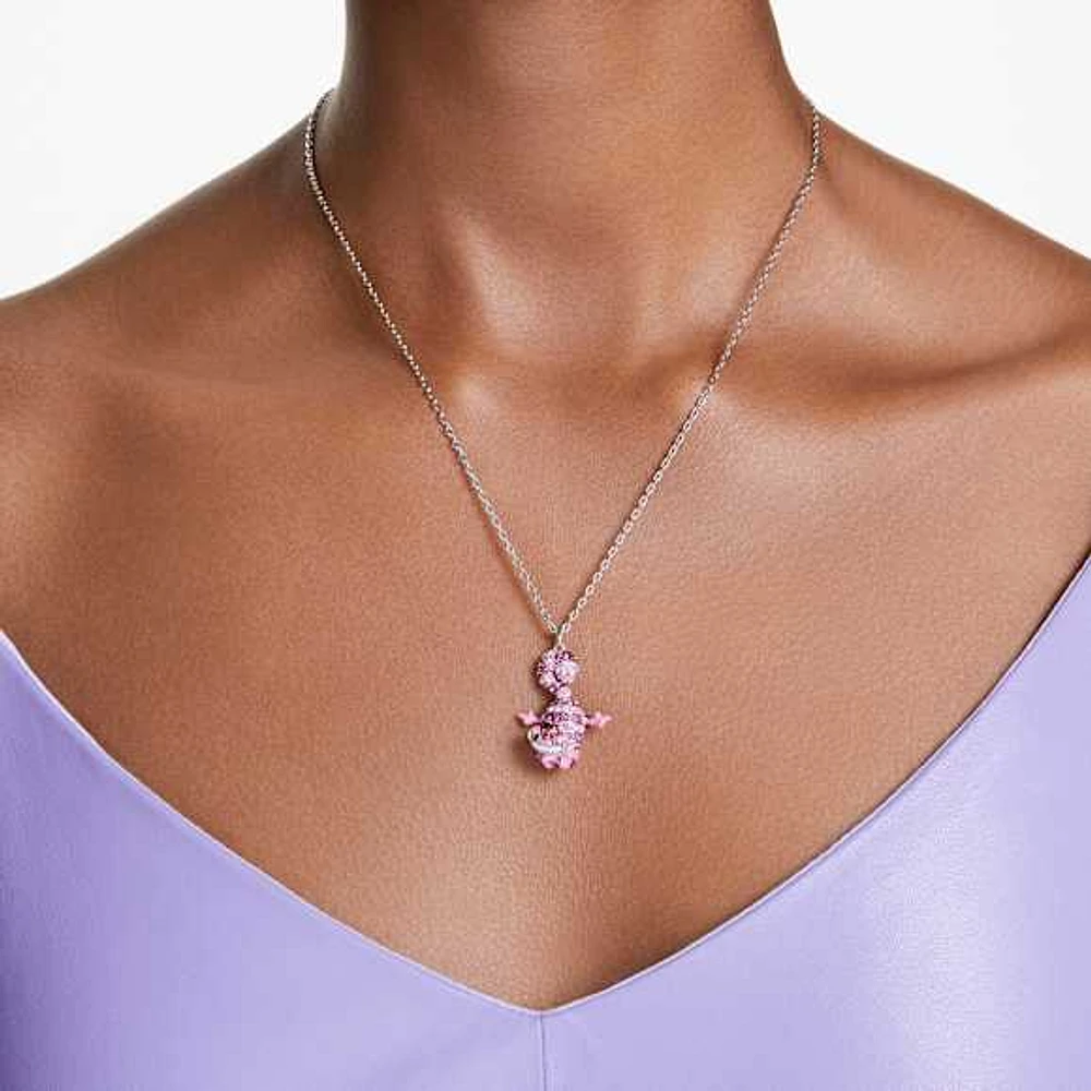 Alice in Wonderland pendant, Cat, Pink, Rhodium plated by SWAROVSKI