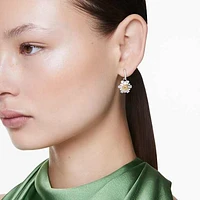 Idyllia drop earrings, Flower, Yellow, Rhodium plated by SWAROVSKI