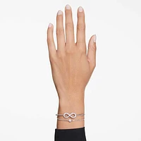 Hyperbola bangle, Infinity, White, Rhodium plated by SWAROVSKI