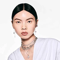 Meteora layered pendant, White, Rhodium plated by SWAROVSKI
