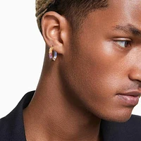 Matrix hoop earrings, Baguette cut, Multicoloured, Gold-tone plated by SWAROVSKI