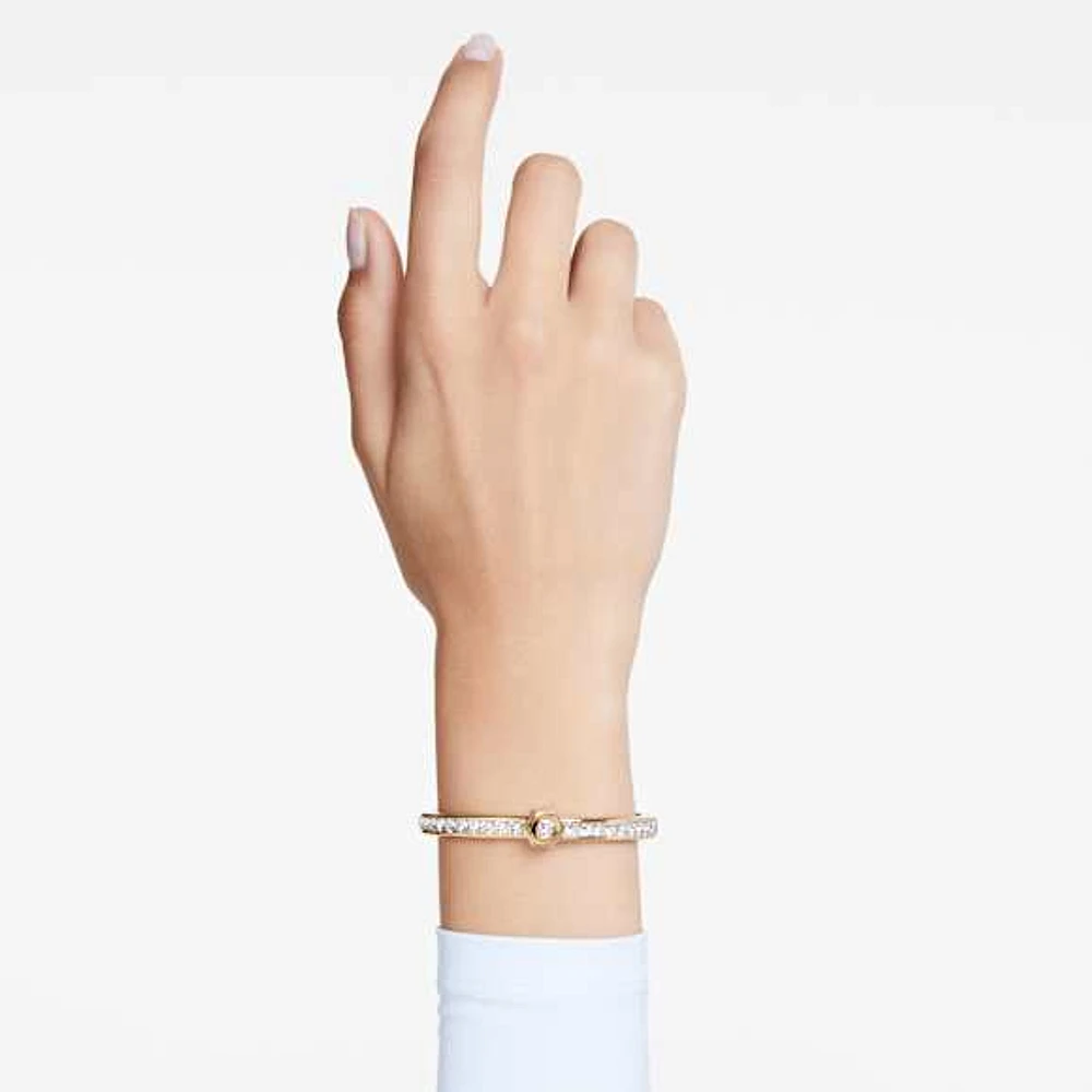 Numina bangle, Round cut, White, Gold-tone plated by SWAROVSKI