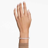 Meteora bangle, Snow pavé, White, Rose gold-tone plated by SWAROVSKI