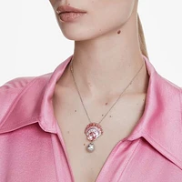 Idyllia pendant, Mixed cuts, Crystal pearl, Shell, Pink, Rhodium plated by SWAROVSKI