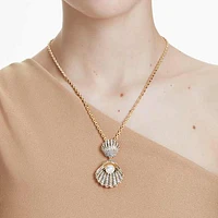 Idyllia pendant, Crystal pearl, Mixed cuts, Shell, White, Gold-tone plated by SWAROVSKI