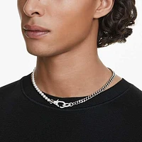 Dextera necklace, Pavé, Crystal pearl, White, Rhodium plated by SWAROVSKI