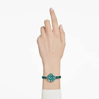 Matrix Bangle watch, Swiss Made, Crystal bracelet, Green, Champagne gold-tone finish by SWAROVSKI