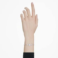 Idyllia bracelet, Mixed cuts, Snowflake, White, Rhodium plated by SWAROVSKI