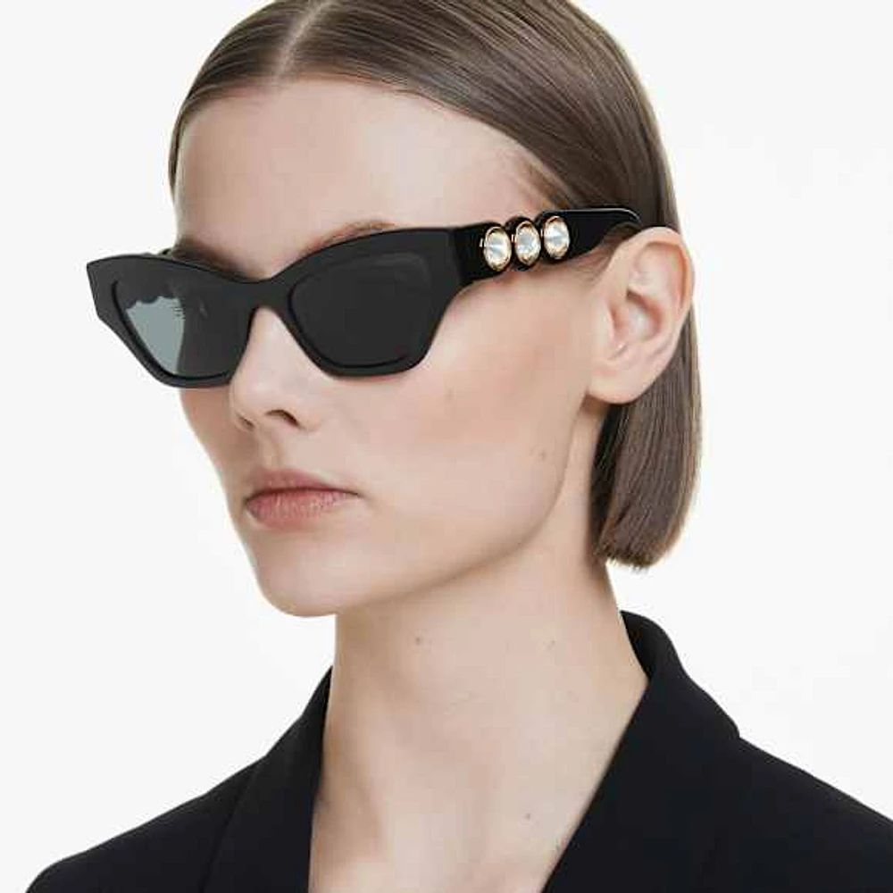 Sunglasses, Cat-Eye shape, Black by SWAROVSKI