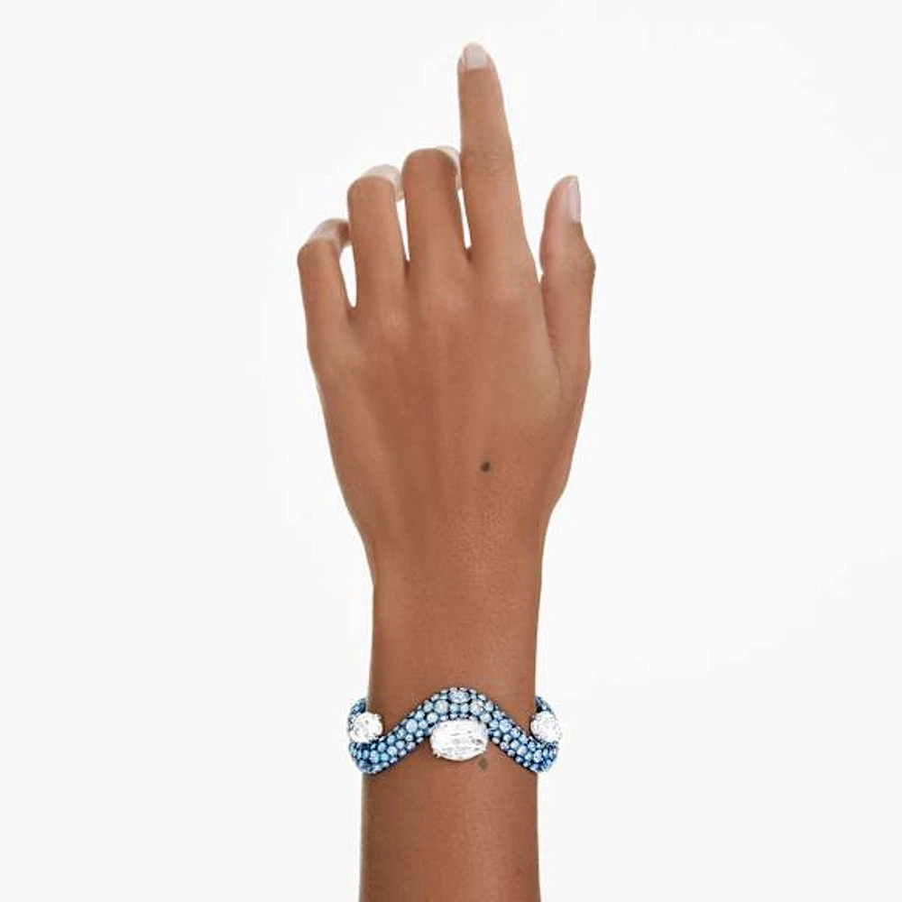 Sublima bangle, Mixed cuts, Blue, Blue finish by SWAROVSKI