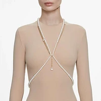 Idyllia body chain, Crystal pearls, White, Gold-tone plated by SWAROVSKI