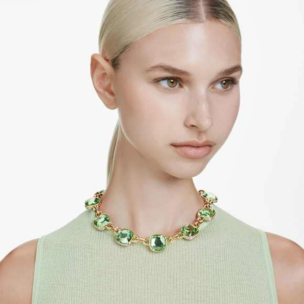 Chroma Tennis necklace, Cushion cut, Multicoloured, Gold-tone plated by SWAROVSKI