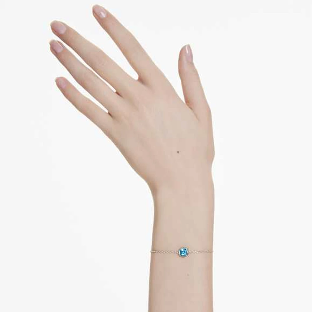 Birthstone bracelet, Square cut, December, Blue, Rhodium plated by SWAROVSKI