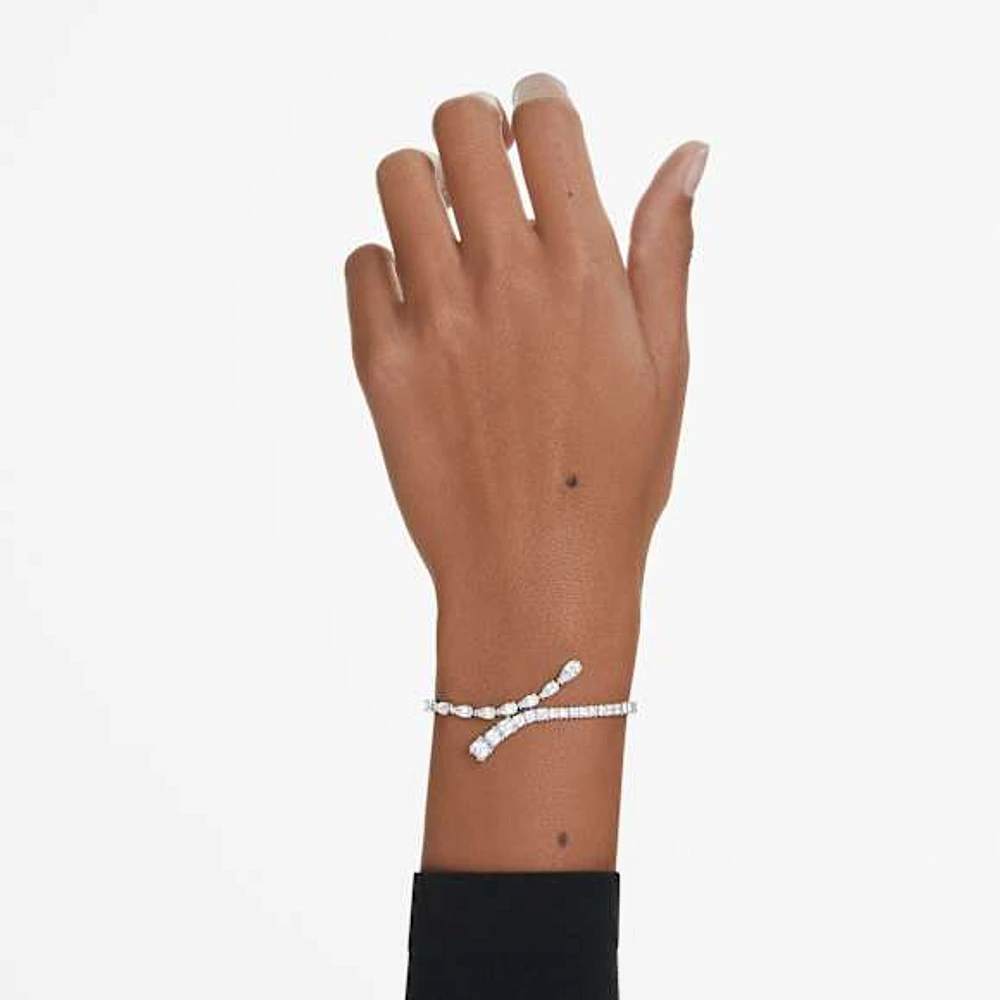 Matrix bracelet, Mixed cuts, White, Rhodium plated by SWAROVSKI