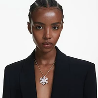 Idyllia pendant and brooch, Mixed cuts, Snowflake, White, Rhodium plated by SWAROVSKI