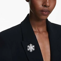 Idyllia pendant and brooch, Mixed cuts, Snowflake, White, Rhodium plated by SWAROVSKI