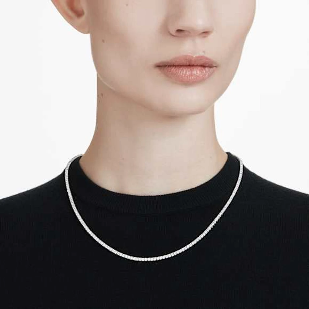 Eternity necklace, Lab-grown diamonds 7 ct tw, Round shape, 14K white gold by SWAROVSKI
