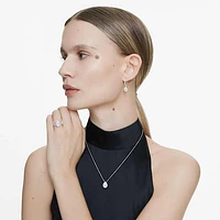 Eternity halo solitaire pendant, Lab-grown diamonds 1 ct tw, Pear shape, 14K white gold by SWAROVSKI