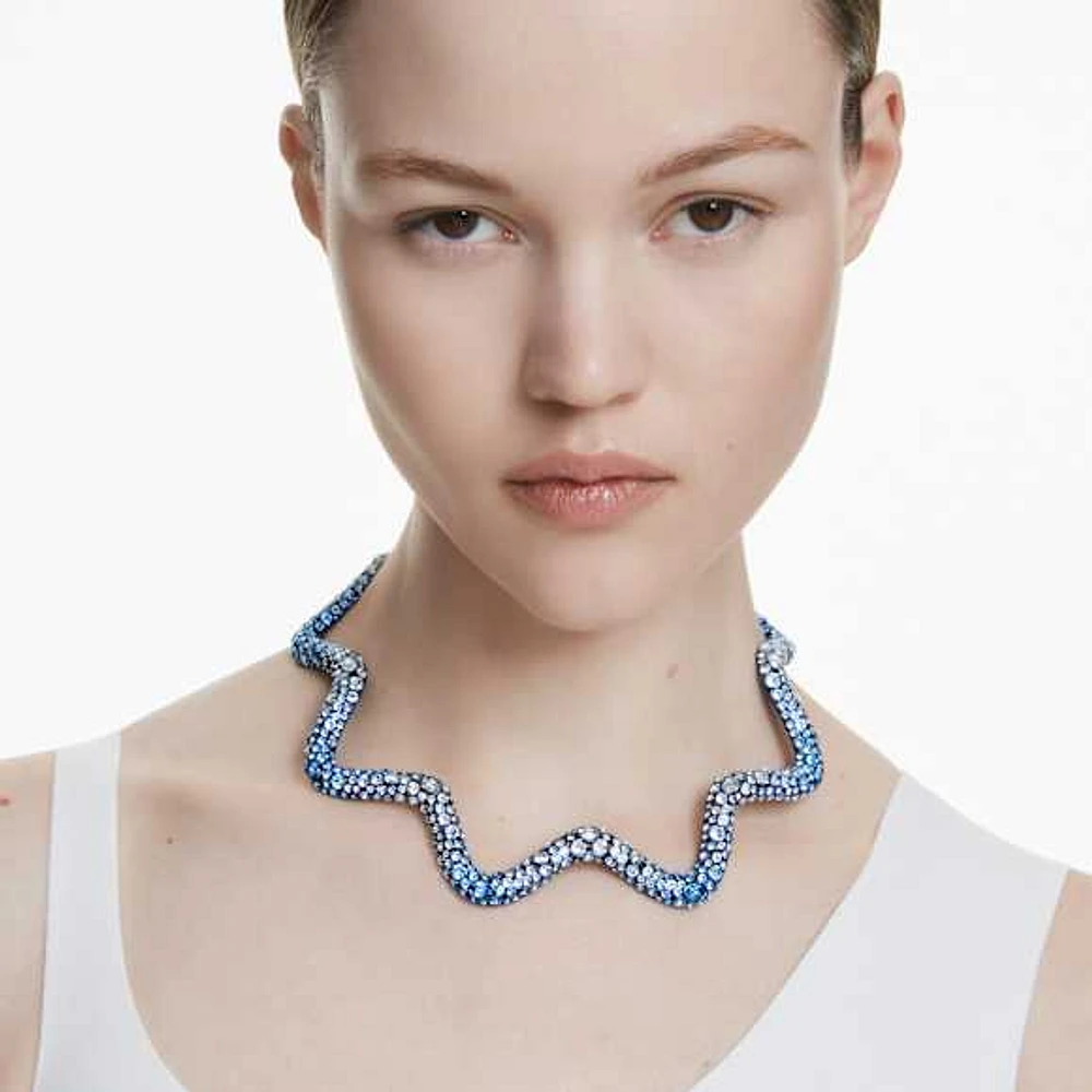 Sublima choker, Mixed cuts, Blue, Blue finish by SWAROVSKI